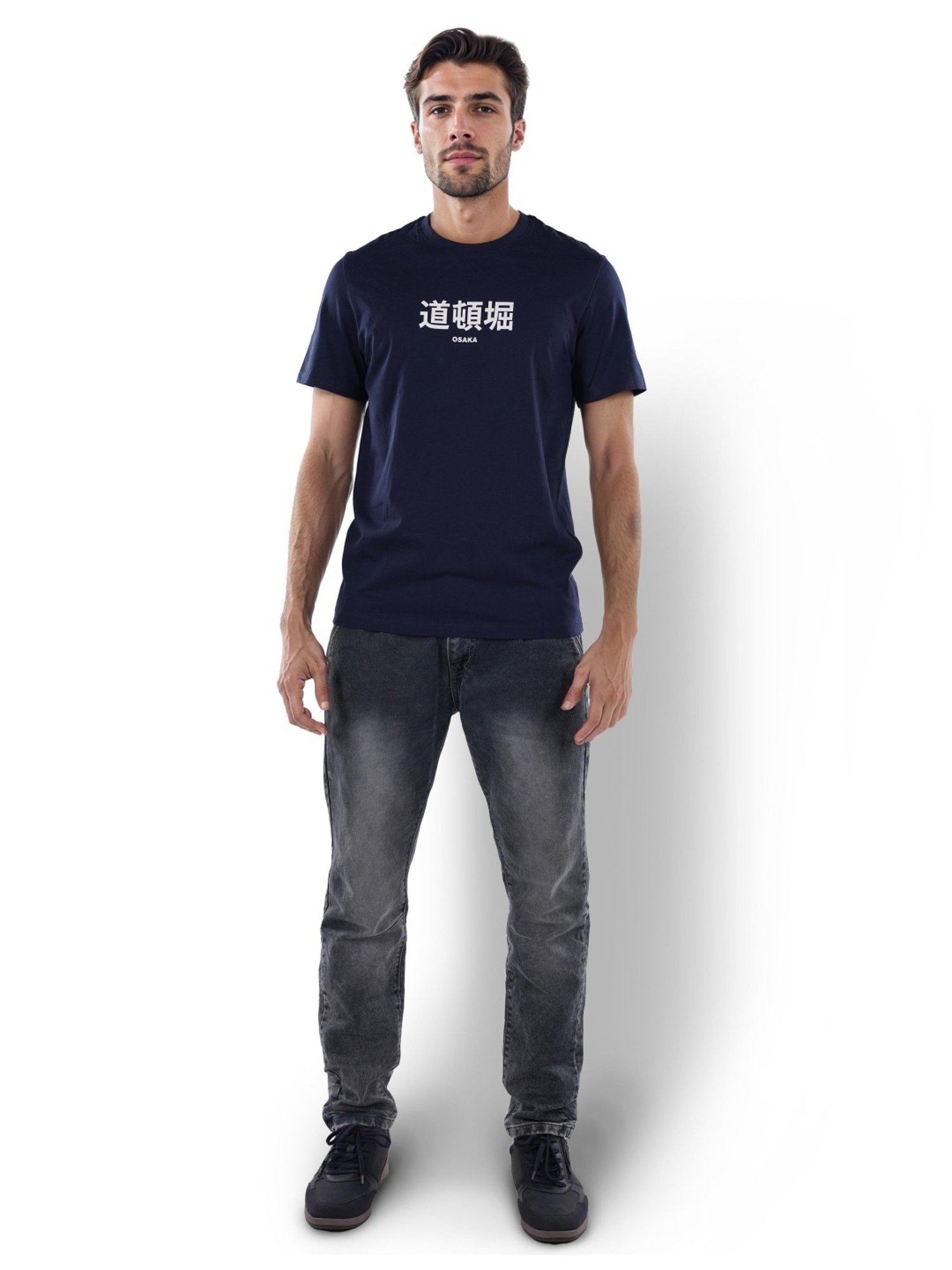 Celio* Navy Straight Fit Printed T-Shirt
