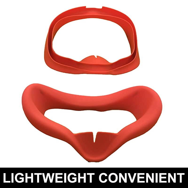 VR Face Silicone Cover Mask & Face Pad for Oculus Quest Face Cushion Cover Sweatproof Lightproof (Red)