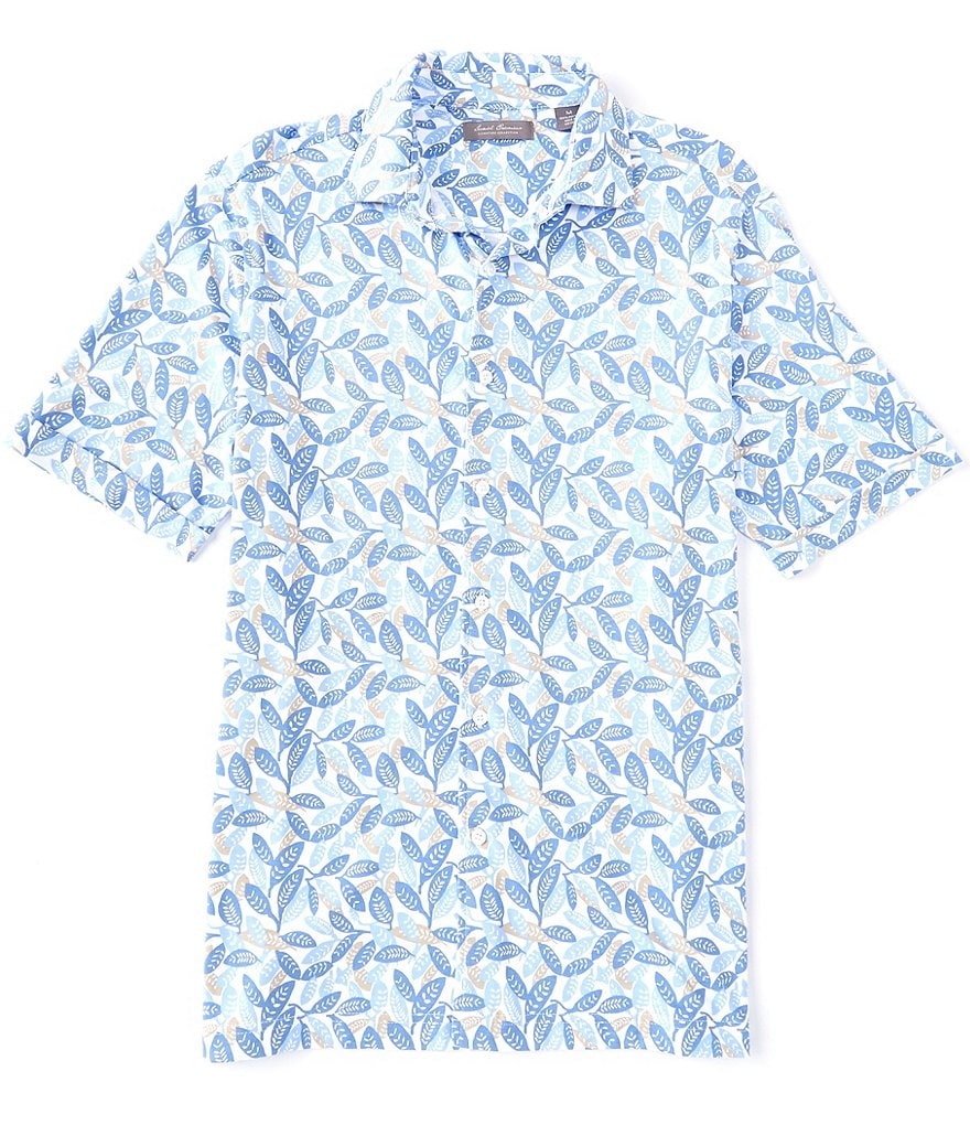 Daniel Cremieux Signature Leaf Print Cotton Short-Sleeve Knit Camp Shirt