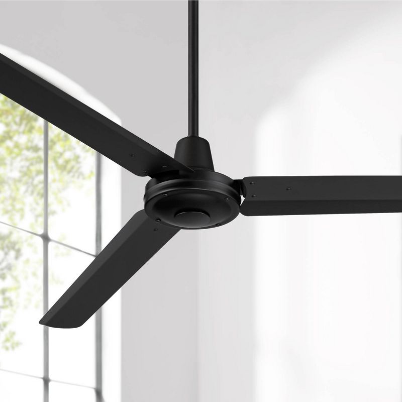 60" Casa Vieja Modern Industrial 3 Blade Outdoor Ceiling Fan with Remote Matte Black Metal Damp Rated Patio Exterior House Porch