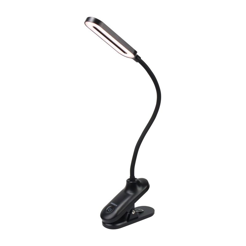 INNOKA LED Desk Lamp with Clamp, Wireless Reading Light, Up to 6 Hours, Gooseneck Clip-on to Table for Home & Office, Black