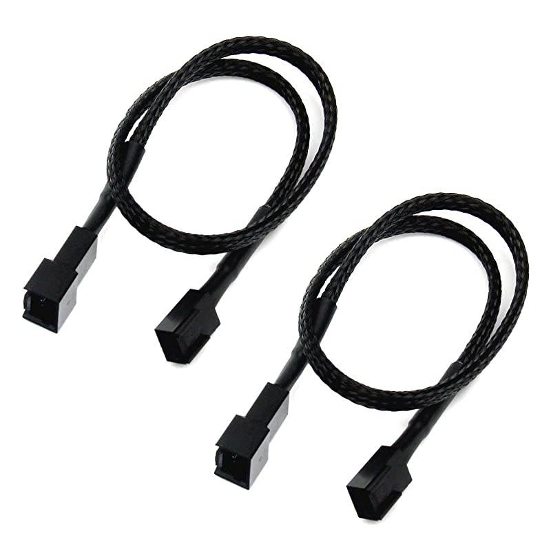 4 Pin PWM Fan Power Cable Black Sleeved Case Fan Extension Power Cable 105 Inches 2 Pack