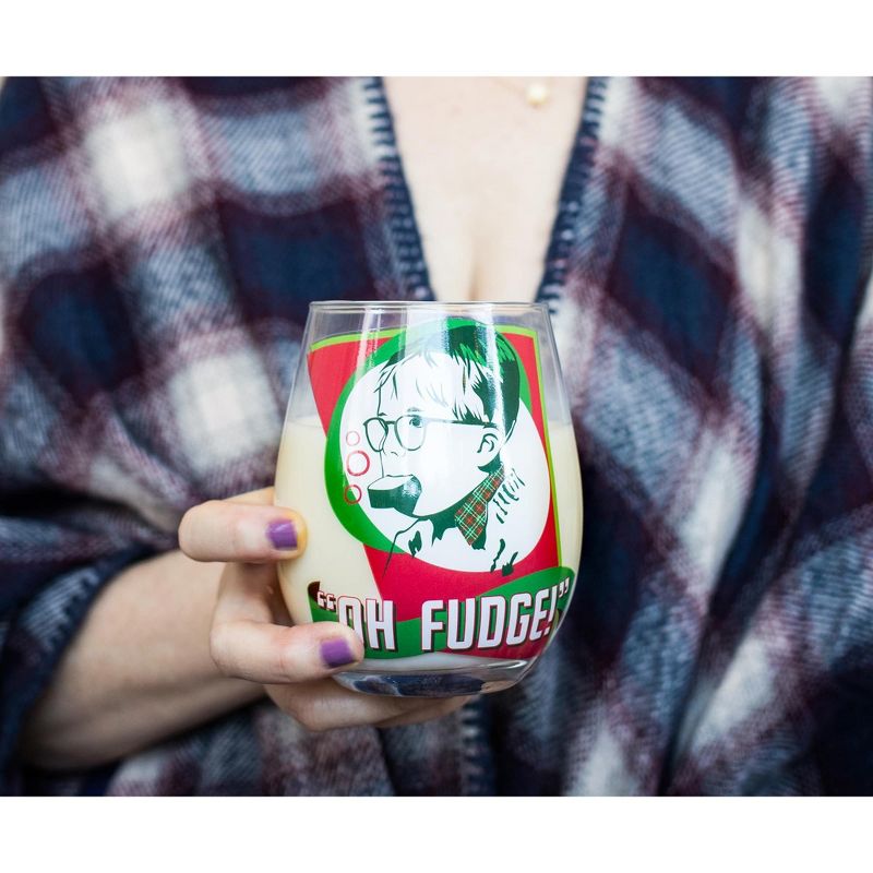 Silver Buffalo A Christmas Story "Oh Fudge!" Stemless Wine Glass | Holds 20 Ounces