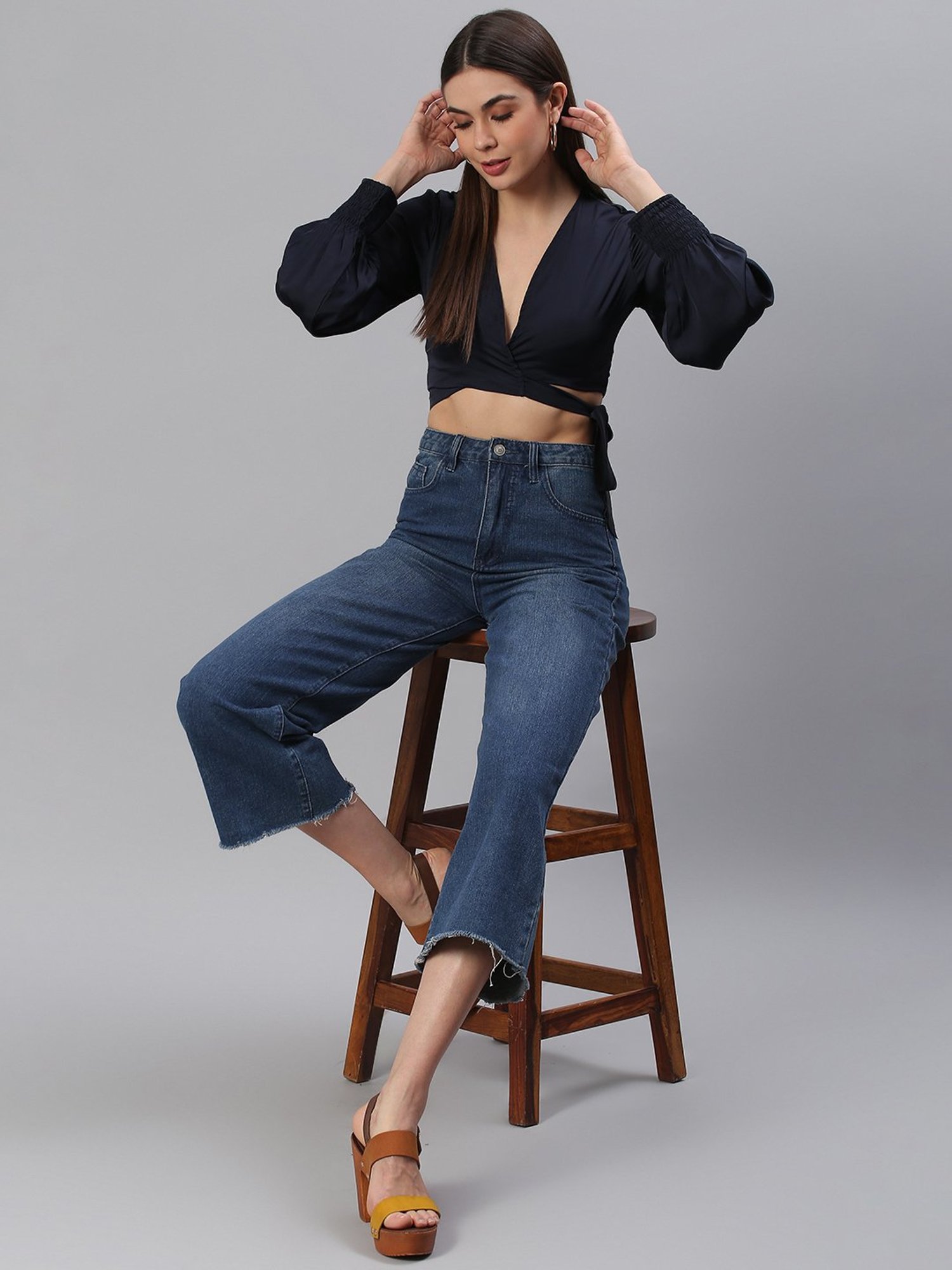 Cation Navy Crop Top