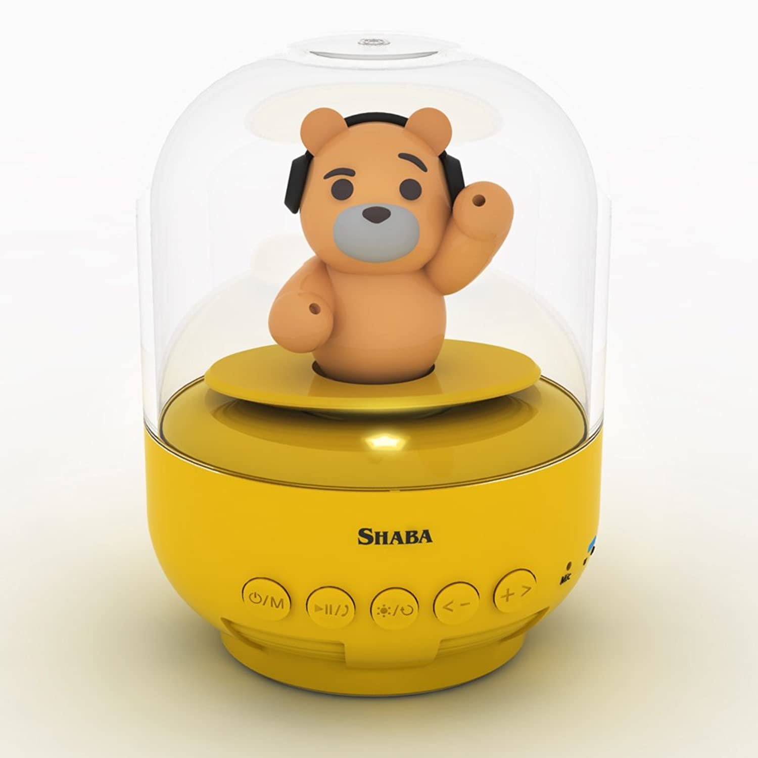 Speaker for Kids, SHABA Bell Jar Animal pet Mini Bluetooth Speaker with Microphone, Wireless Cute Musical Toys for Party, Home, Bedroom, Office (Yellow Teddy Bear)