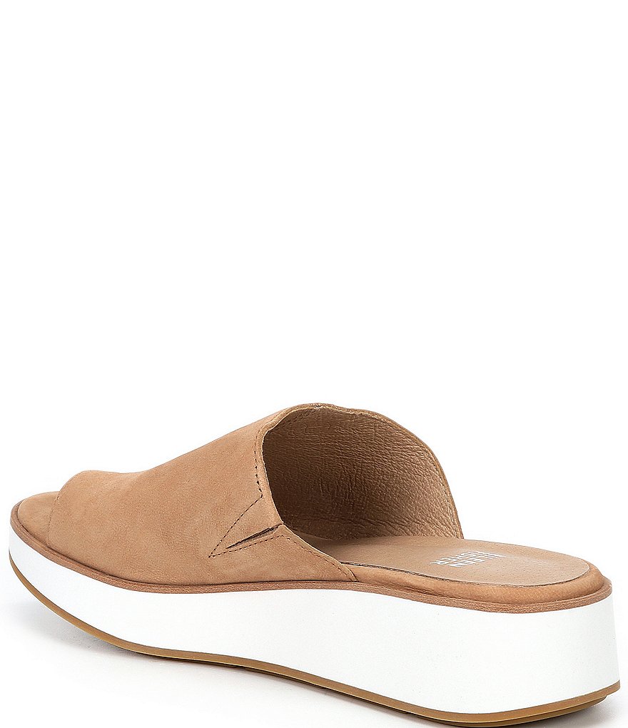 Eileen Fisher Dare Nubuck Toe-Loop Wedge Sandals