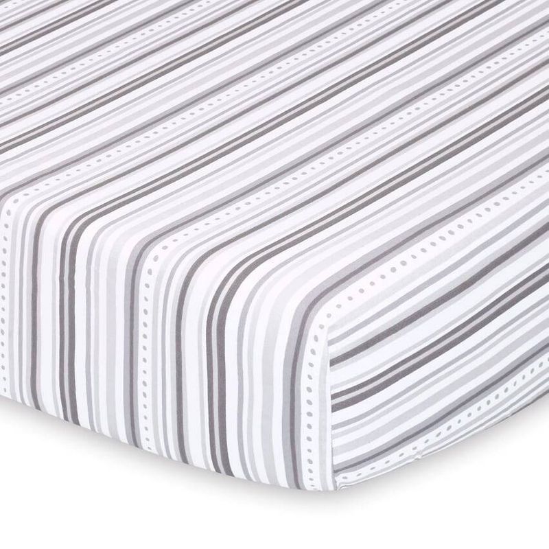 The Peanutshell Sheets Gray and Aqua Elephants/Stripe 2pk