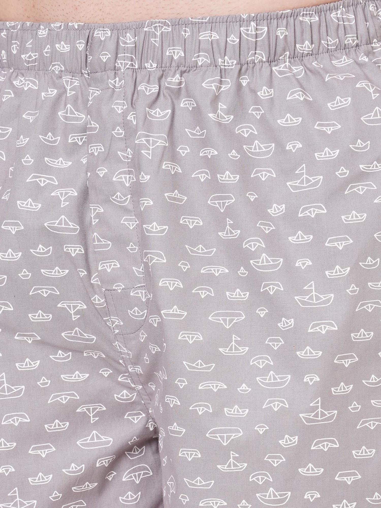 Fitz Light Grey Printed Cotton Boxers