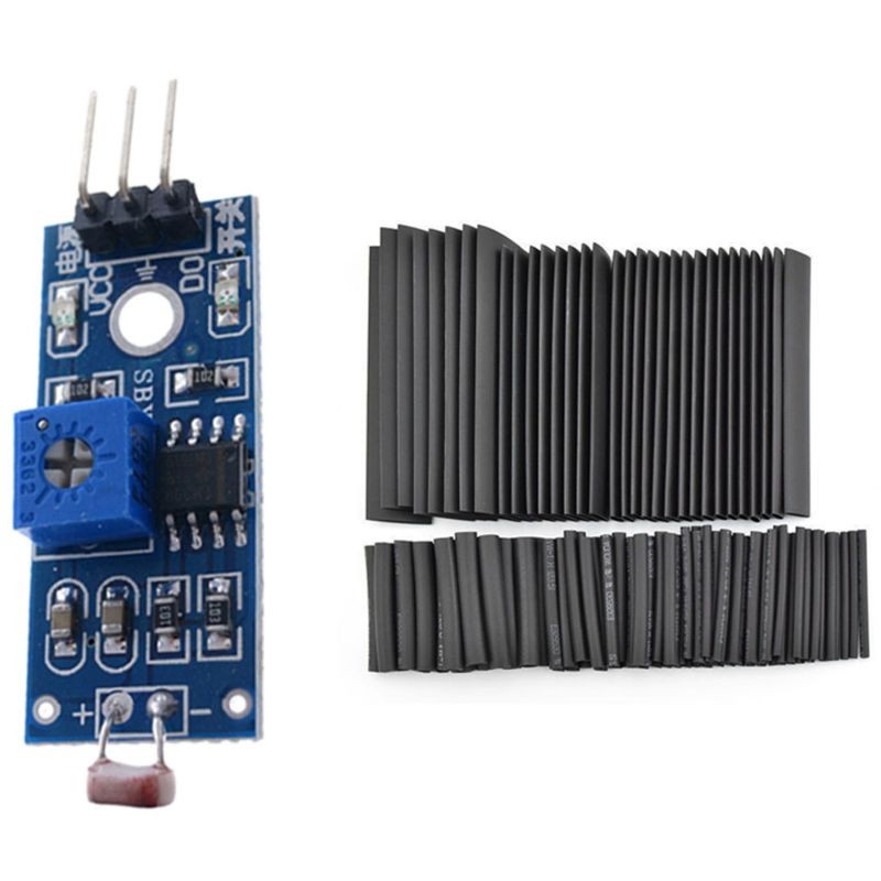 127Pcs Shrink Sleeving Tubing Tube Assortment Kit & 1 Pcs Resistance Detection Module Photosensitive Sensor