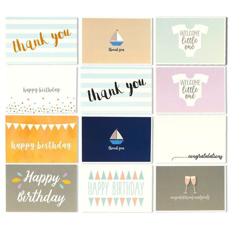 Best Paper Greetings 144 Pack Blank Greeting Cards with Envelopes Boxed Set 4x6 in for All Occasions, Birthday, Thank You