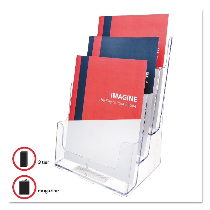 Deflecto Multi Compartment DocuHolder 3 Compartments 9 1/2w x 6 1/4d x 12 5/8h Clear 77301