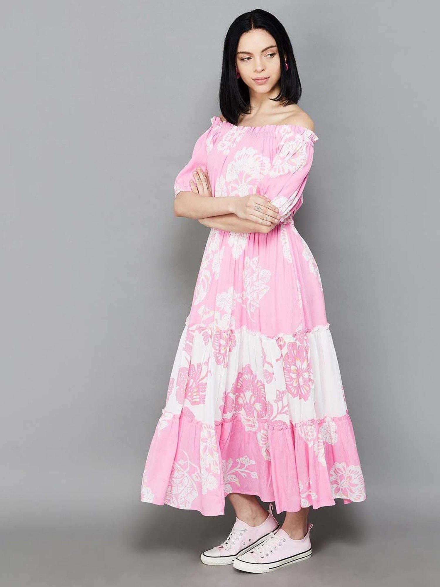 Colour Me by Melange Pink Printed Maxi Dress