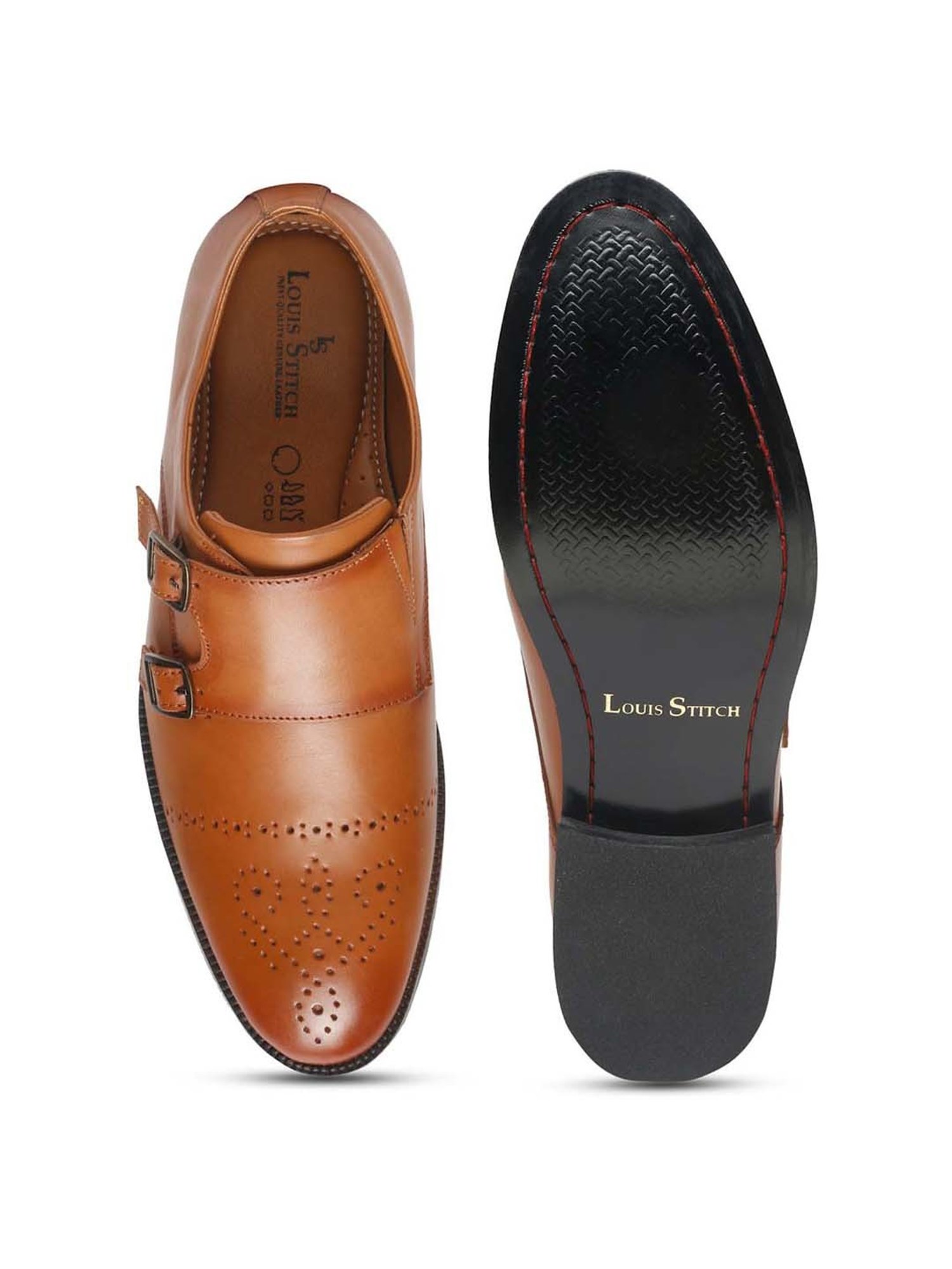 Louis Stitch Men's Russet Tan Monk Shoes