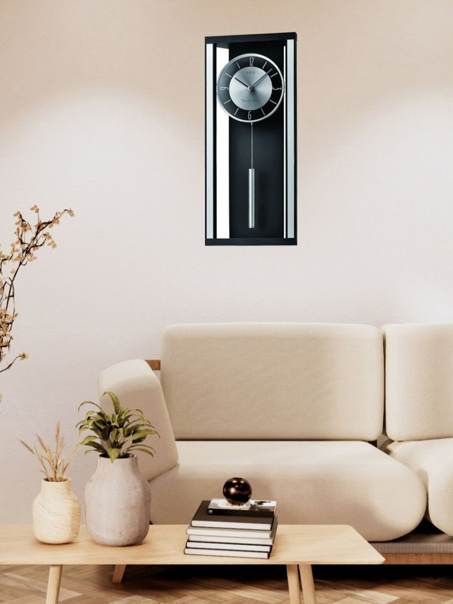 SEIKO stylish black & silver wood wall clock