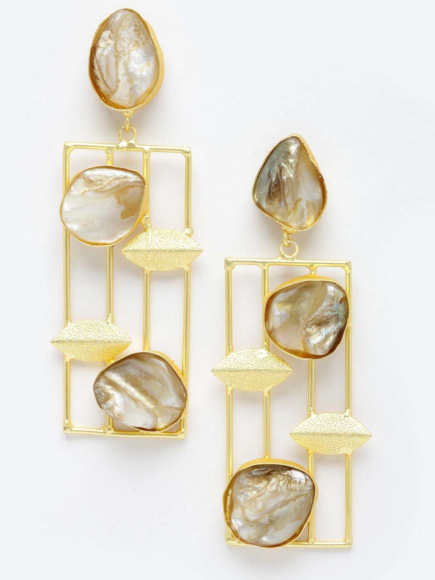 Panash Gold-Plated Stone-Studded Handcrafted Dangler Earrings