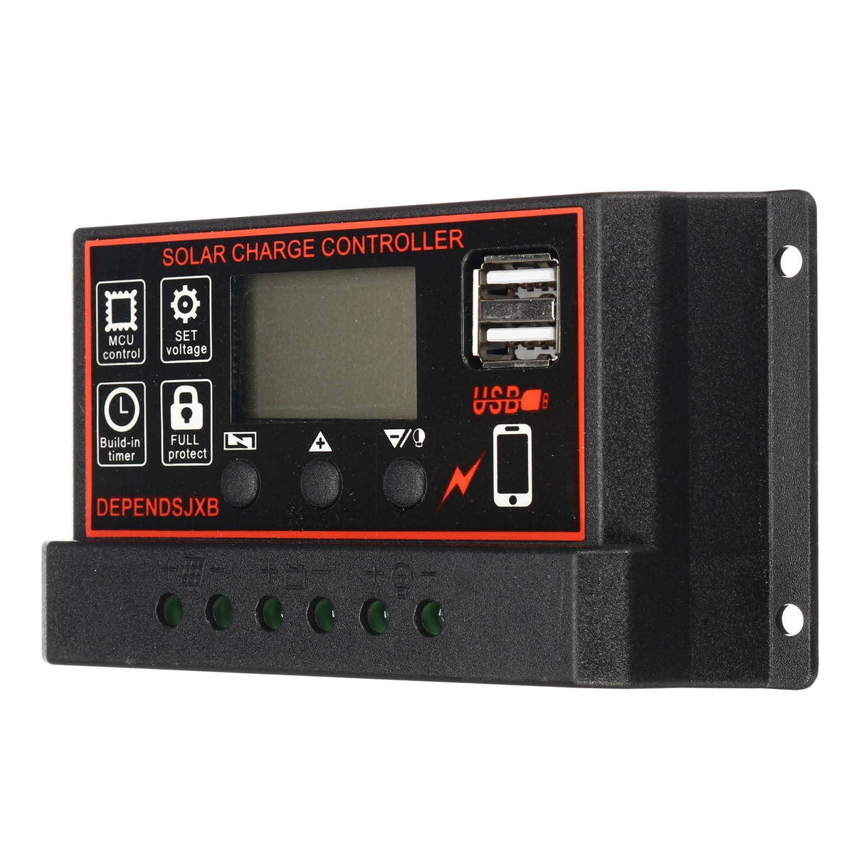 10A-60A 12V/24V Auto Solar Controller LCD Solar Charge Controller PWM Solar Panel Controller Battery Regulator With 2 USB Port