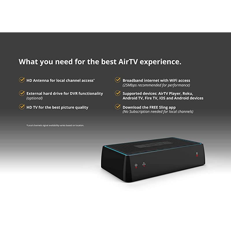 AirTV | Dual-tuner Local Channel Streamer for TVs and Mobile Devices | DVR Capable | Built for TV | Bonus $25 TV Credit
