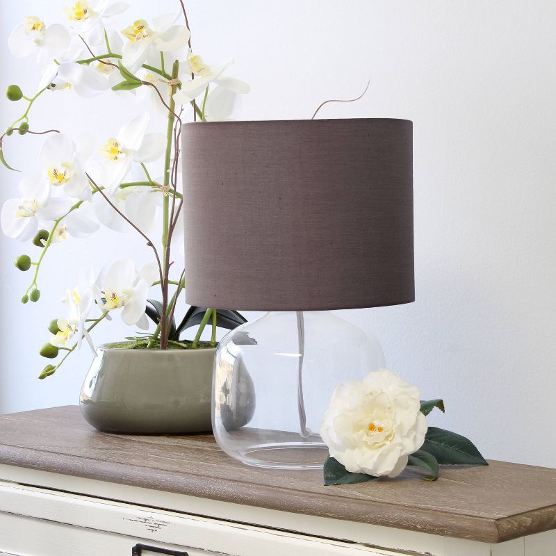 Glass Table Lamp with Fabric Shade Gray - Simple Designs