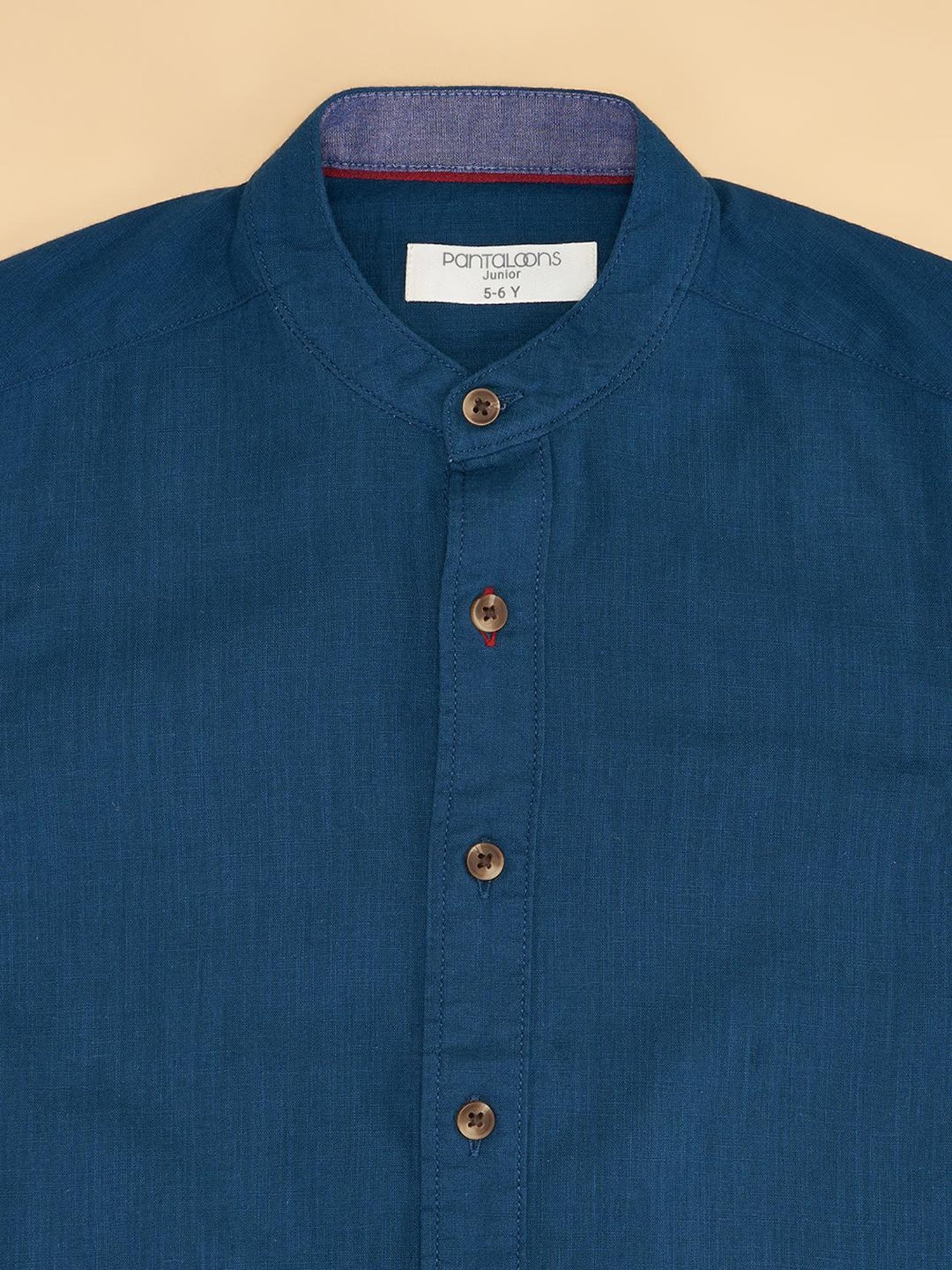 Mothercare Kids Blue Cotton Self Pattern Full Sleeves Shirt