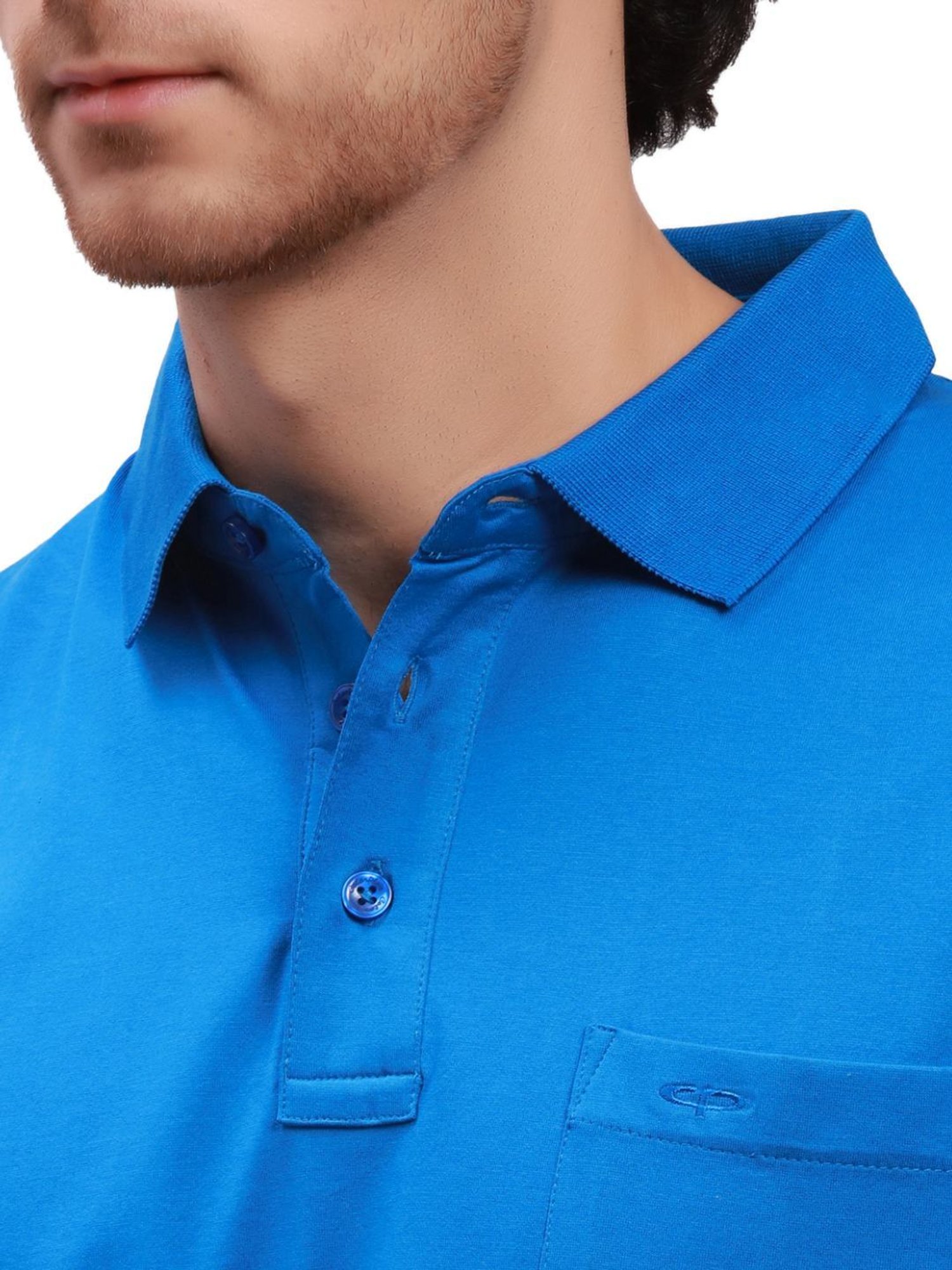 ColorPlus Blue Cotton Classic Fit Polo T-Shirt