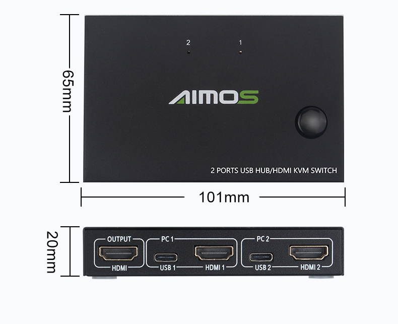 HDMI KVM Switch 2 Port 4K USB Switch KVM VGA Switcher HDMI USB Hub KVM Switch Splitter Box For Sharing Printer Keyboard Mouse