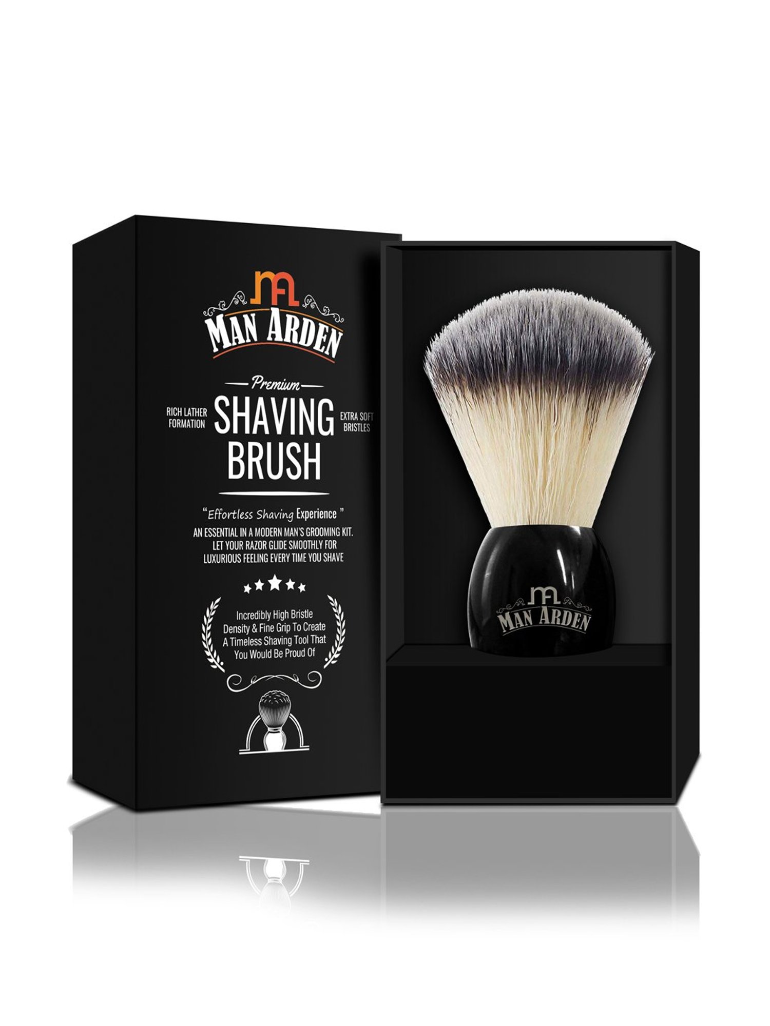 Pink Woolf Soft Synthetic Bristles Shaving Brush for Men Engineered Black Plastic Handle