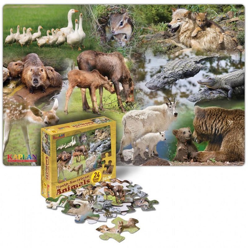 Kaplan Early Learning Company Wild and North American Animals Floor Puzzles - Set of 2