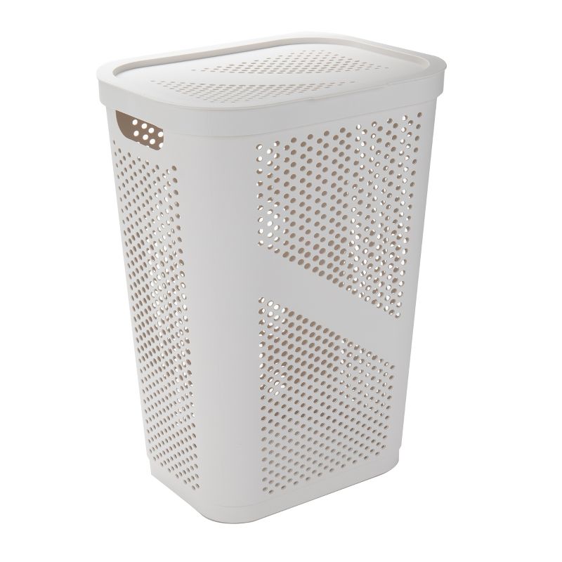 Mind Reader Perforated Plastic Hamper 60 Liter/16 Gallon,Ivory