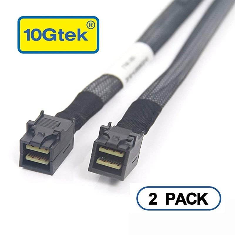 Internal Mini SAS HD SFF-8643 to SFF-8643 Cable, with Sideband, 100-Ohm, 0.5-m(1.6ft), 2 Pack