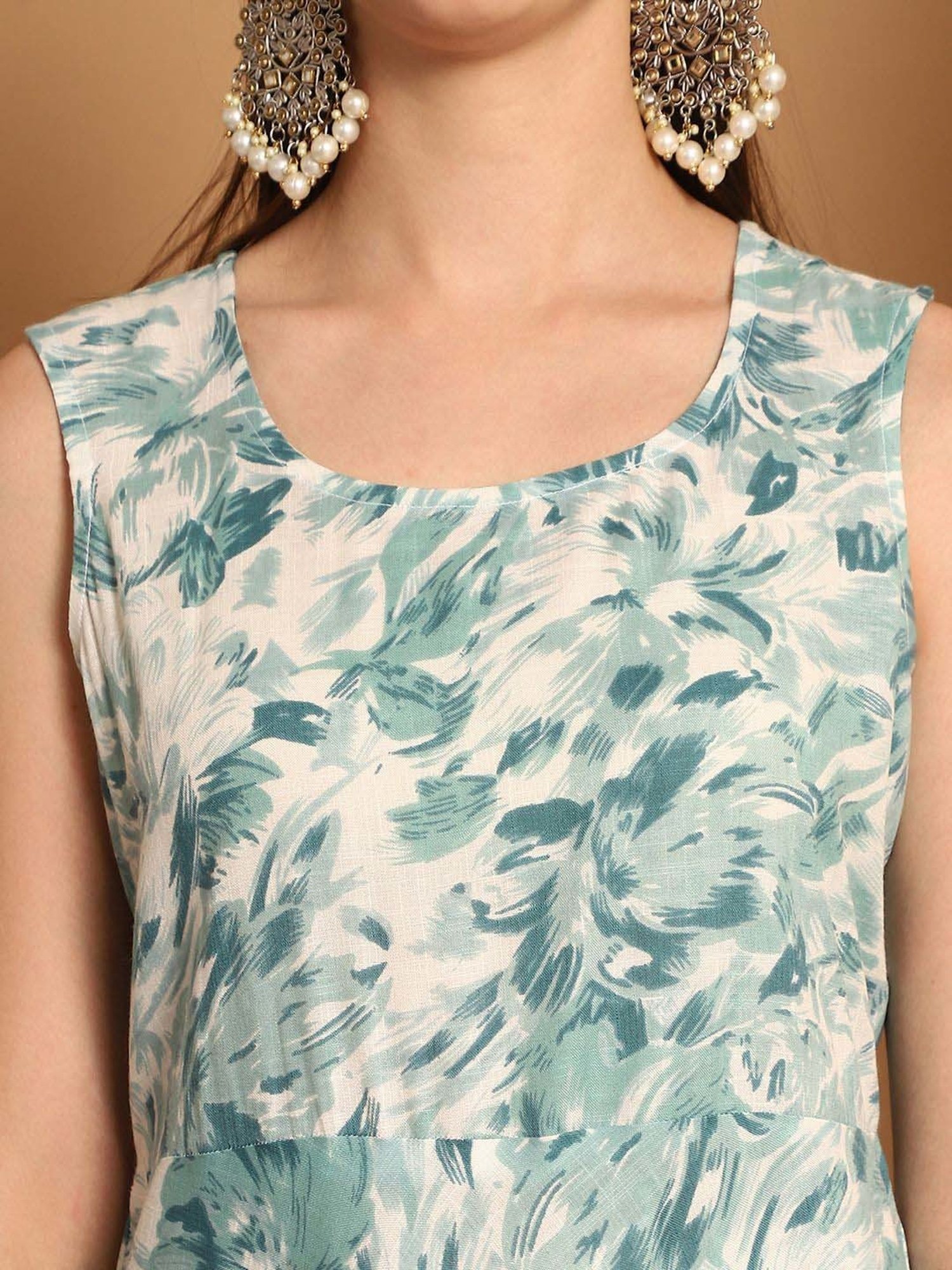 Jompers Blue & White Printed Kurta Palazzo Set With Dupatta