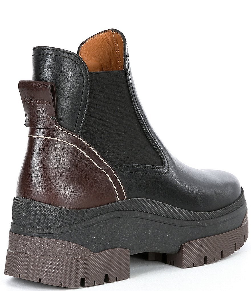 See by Chloe Calf Casside Leather Lug Sole Booties