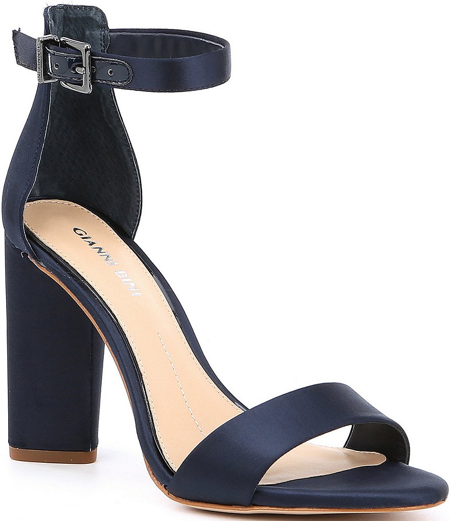 Gianni Bini Joenah Satin Ankle Strap Block Heel Dress Sandals