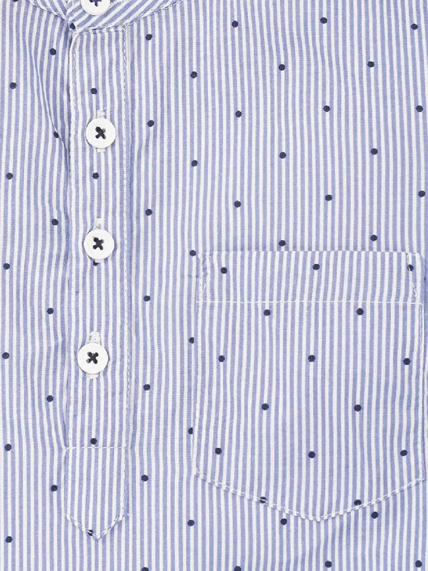 Ed-a-Mamma Kids Blue Cotton Striped Full Sleeves Shirt