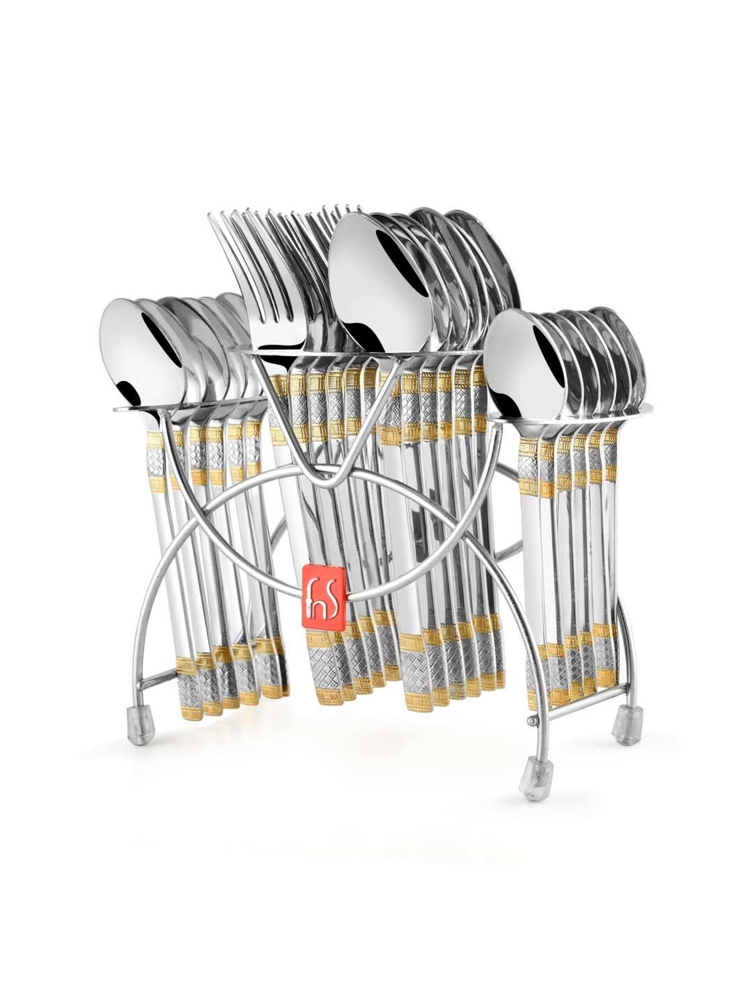 FnS Celebration Silver & Gold Stainless Steel Cutlery - Set of 24