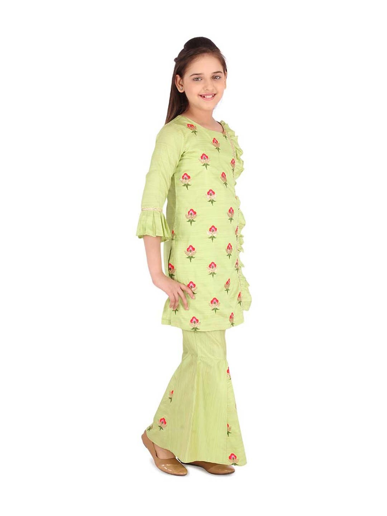 VASTRAMAY Kids Blue & White Cotton Over Dyed Kurta Set