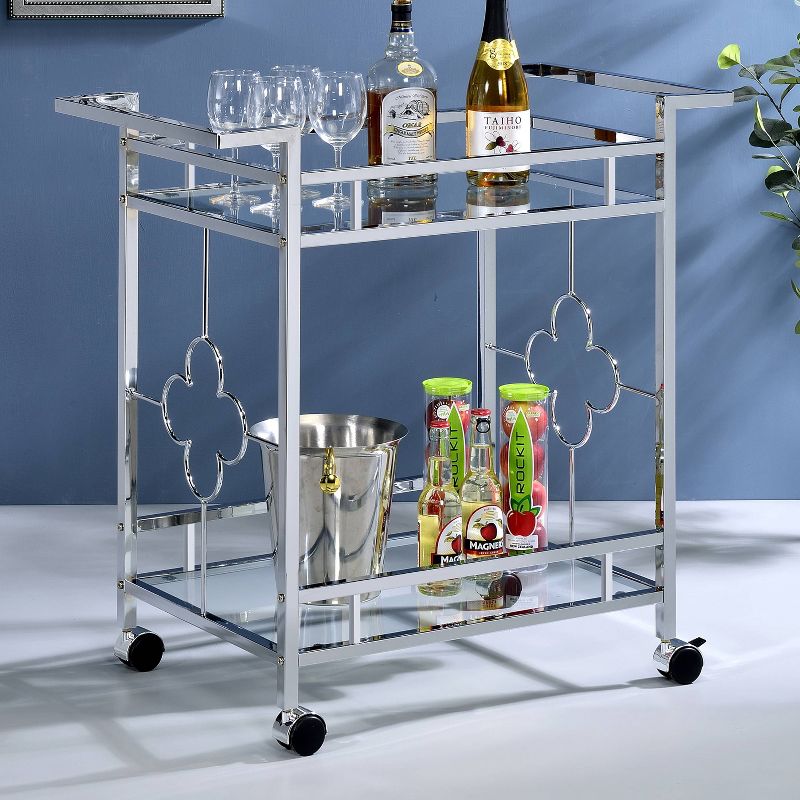 Buncrana Glass Top Serving Cart Chrome - miBasics