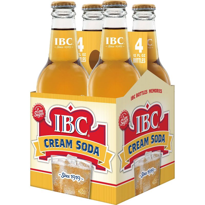 I.B.C. Cream Soda Made with Sugar - 4pk/12 fl oz Glass Bottles