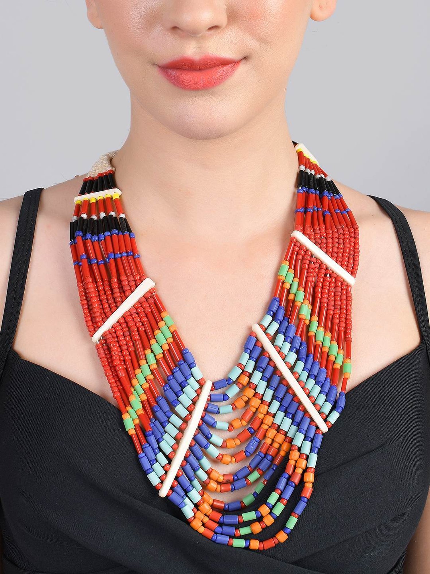 Imli Street Multicolor Vintage Naga Beaded Tribal Necklace