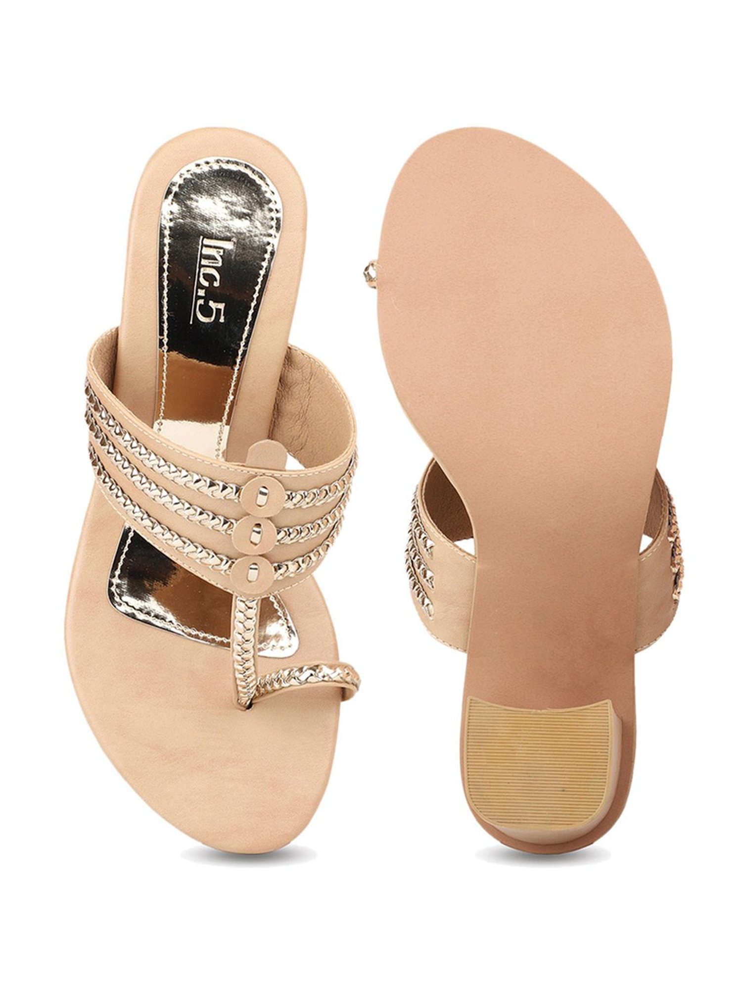 Inc.5 Women's Beige Toe Ring Sandals