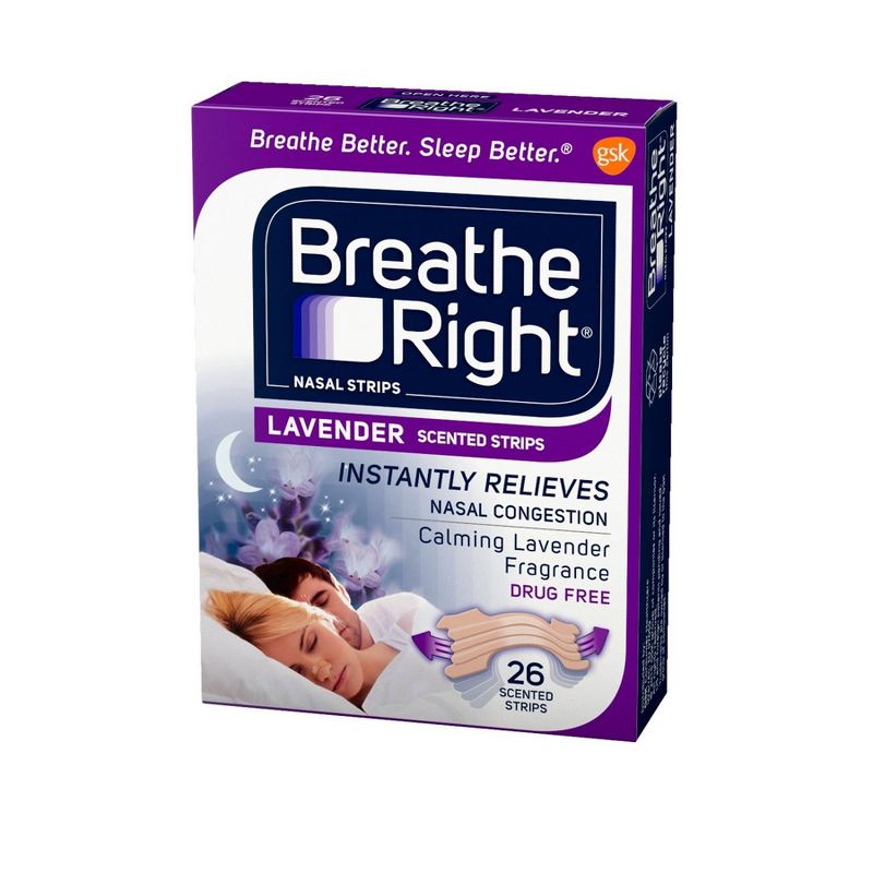Breathe Right Lavender Scented Drug-Free Nasal Strips for Congestion Relief - 26ct
