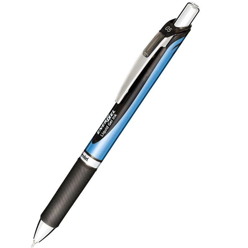 Pentel Gel Pen Retract/Refillable Needle Tip 0.5mm 12/BX BK Ink BLN75ABX