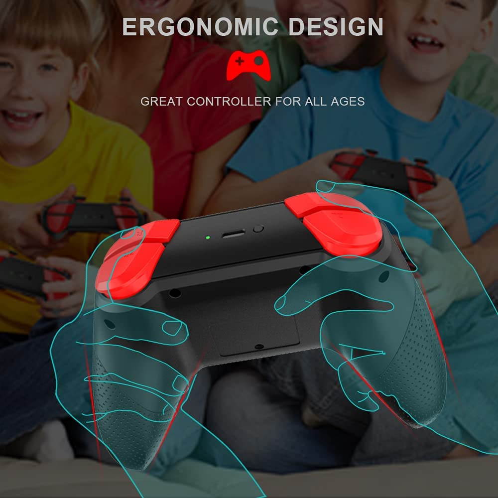 Wireless Controller for Switch Remote Pro Controller with Wake Up, NFC, Turbo, Gyro Axis, Dual Shock (Black Rad)