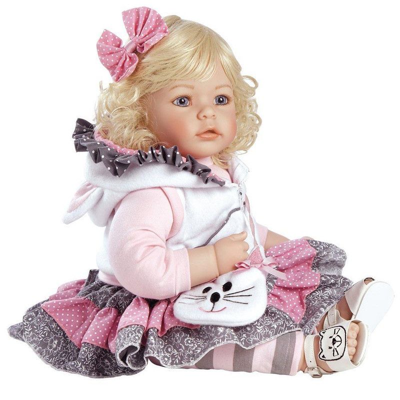 Adora Toddler Doll The Cat's Meow with cat themed outfit, hooded vest and fuzzy cat purse, 20 inches.