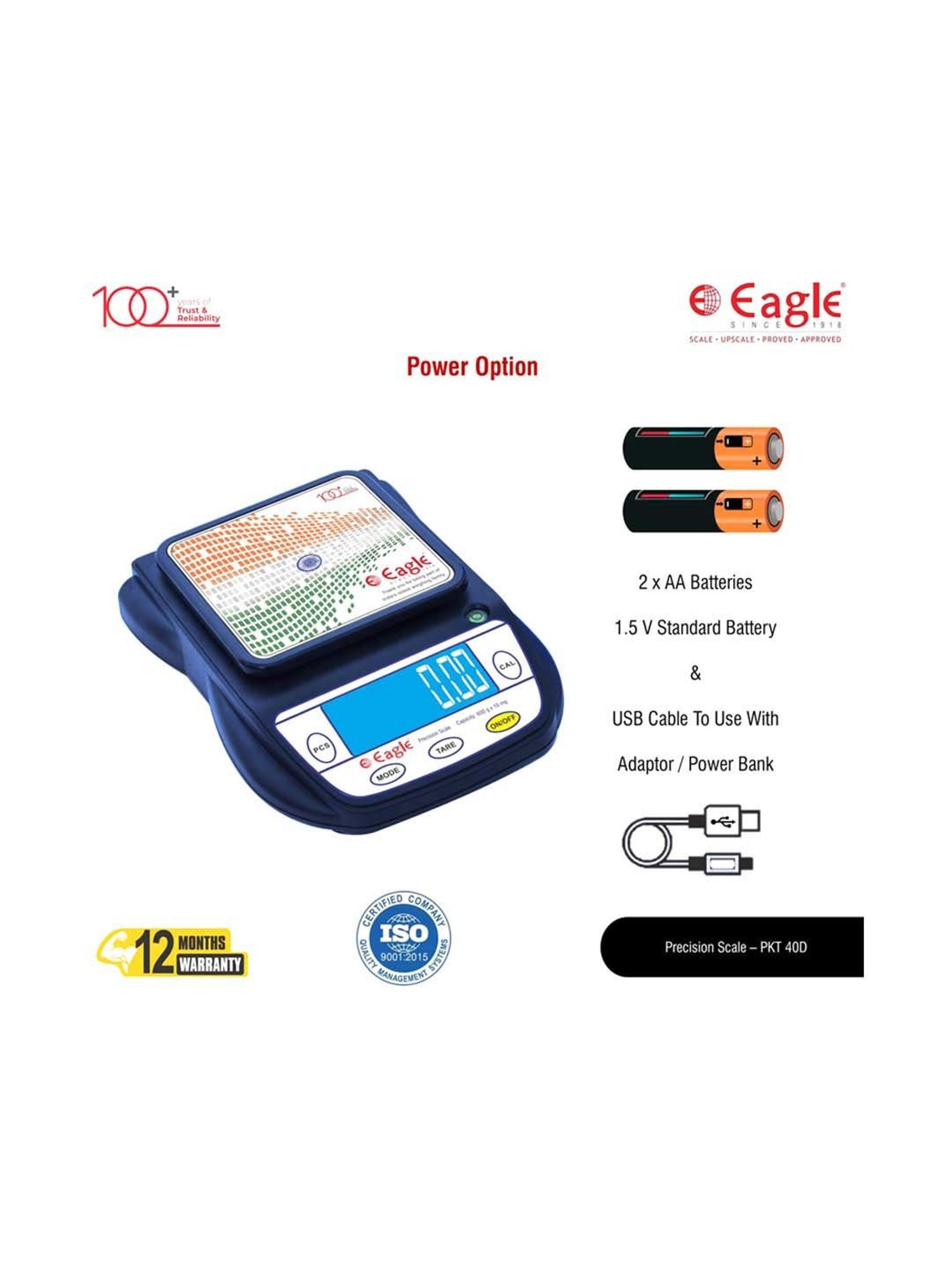 Eagle PKT-40D Digital Weight Machine for Kitchen 600g Capacity,0.01g Accuracy,Kitchen Weighing Scale