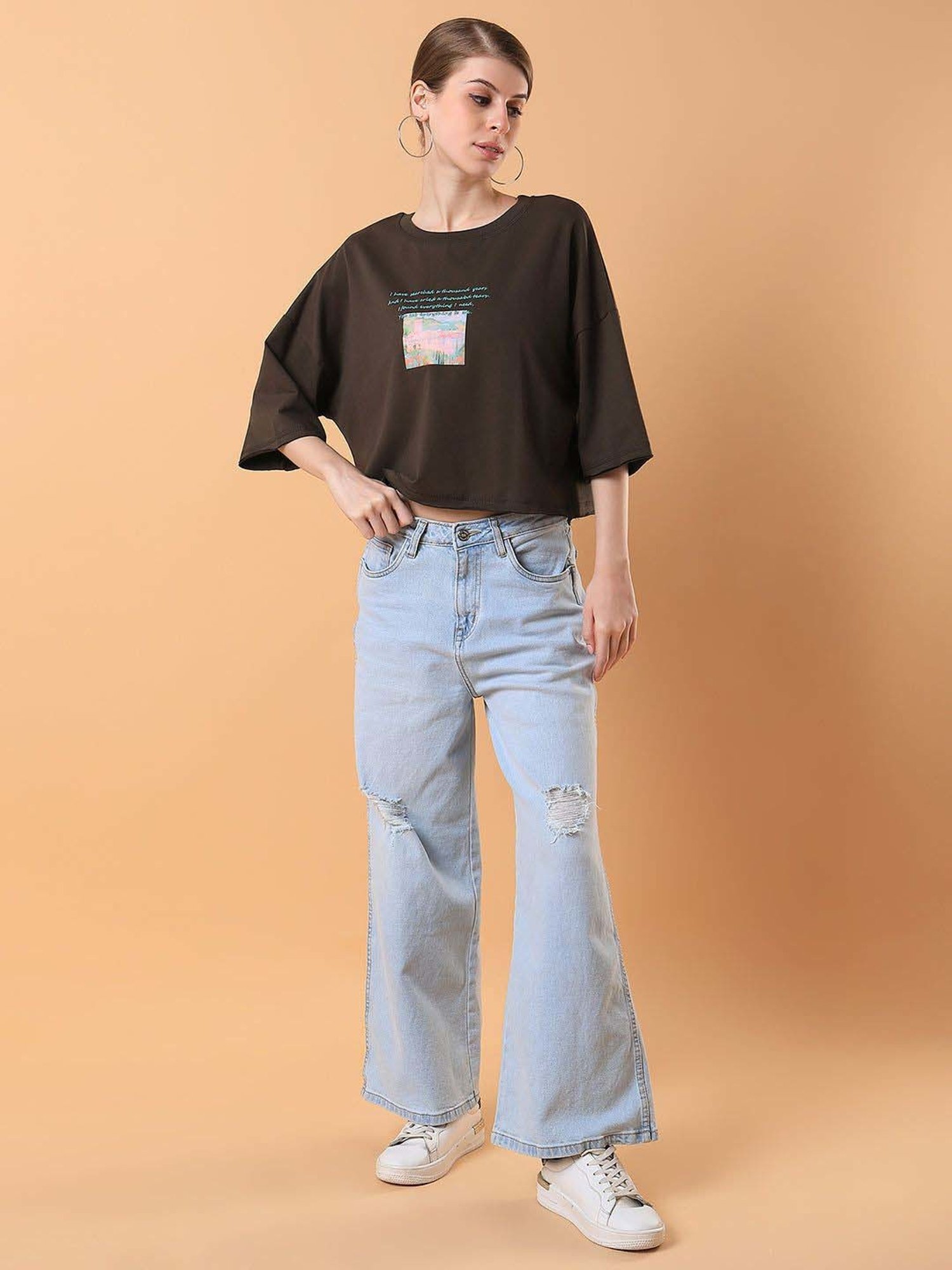 SHOWOFF Green Cotton Printed T-Shirt