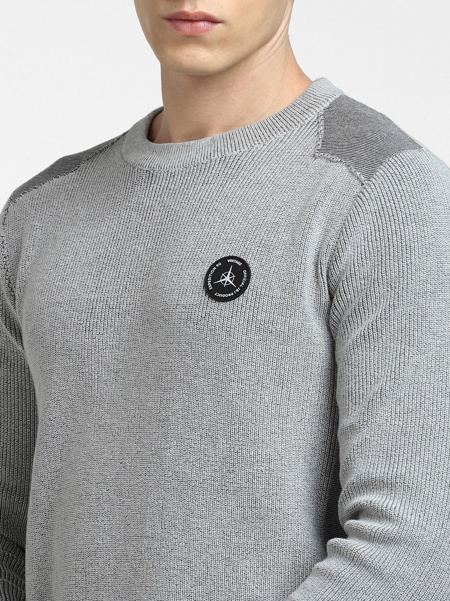 Jack & Jones Grey Self Design Sweater