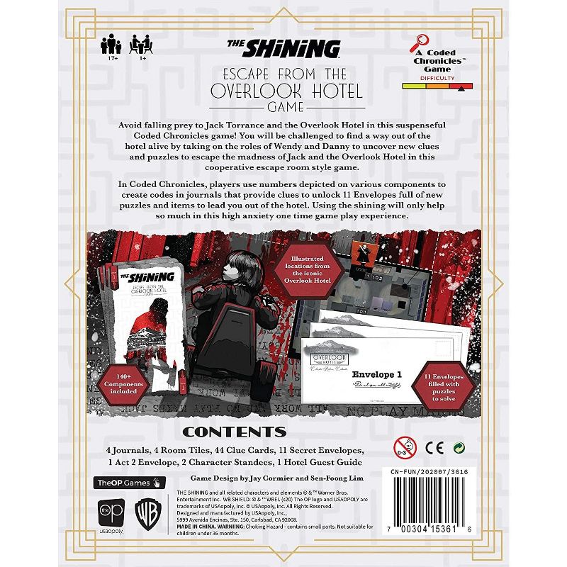 USAopoly The Shining Escape From The Overlook Hotel Coded Cronicles Game