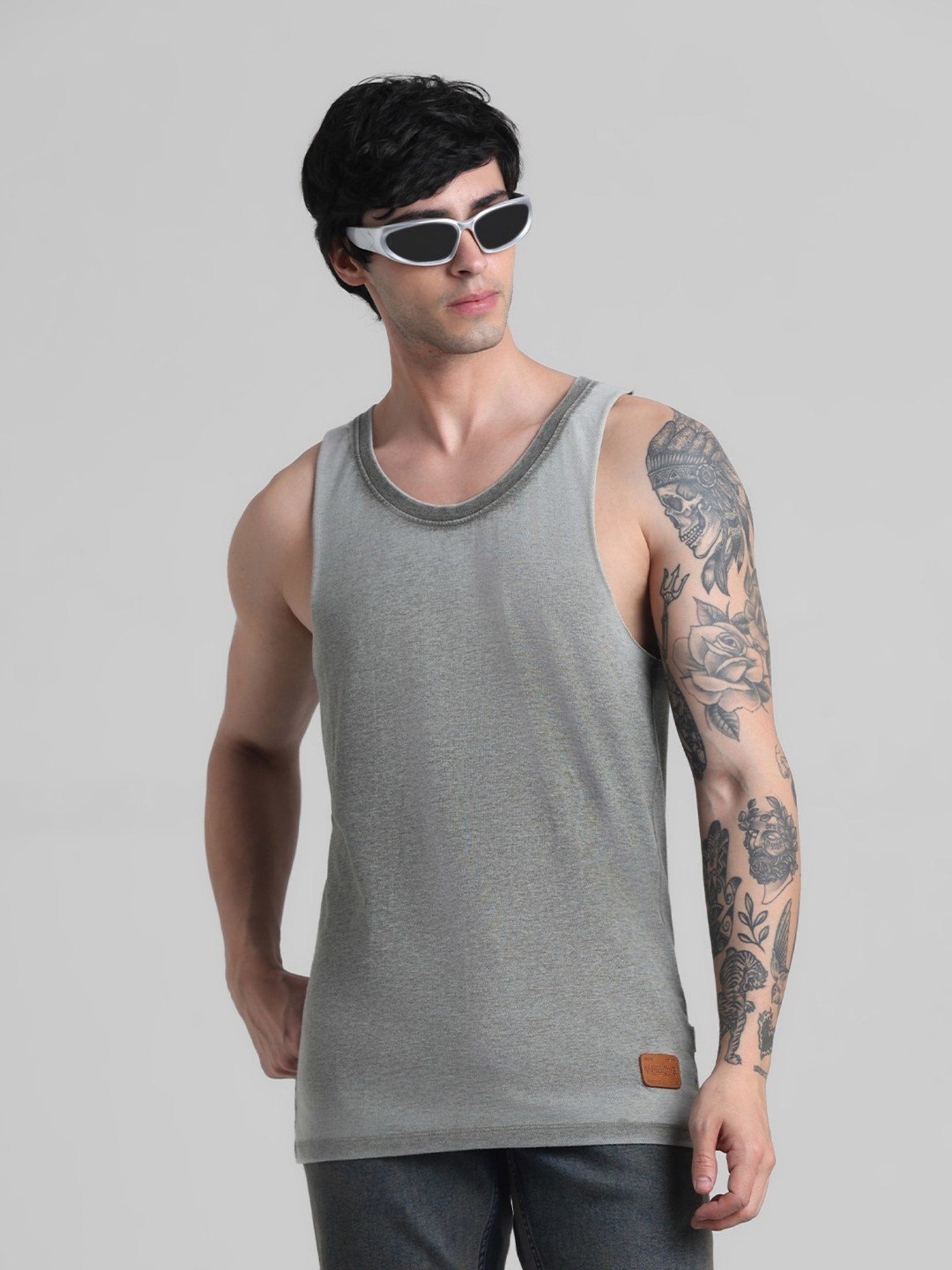 Jack & Jones Grey Cotton Regular Fit Vest