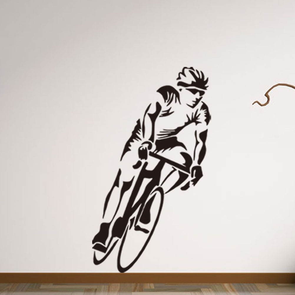 1pc Wall Hanging Sticker Cycling Man Decals Sports Style Mural Waterproof Wall Pasters for Home Hotel Dorm