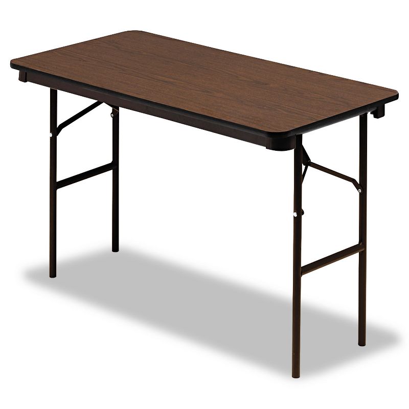 Iceberg Economy Wood Laminate Folding Table Rectangular 48w x 24d x 29h Walnut 55304